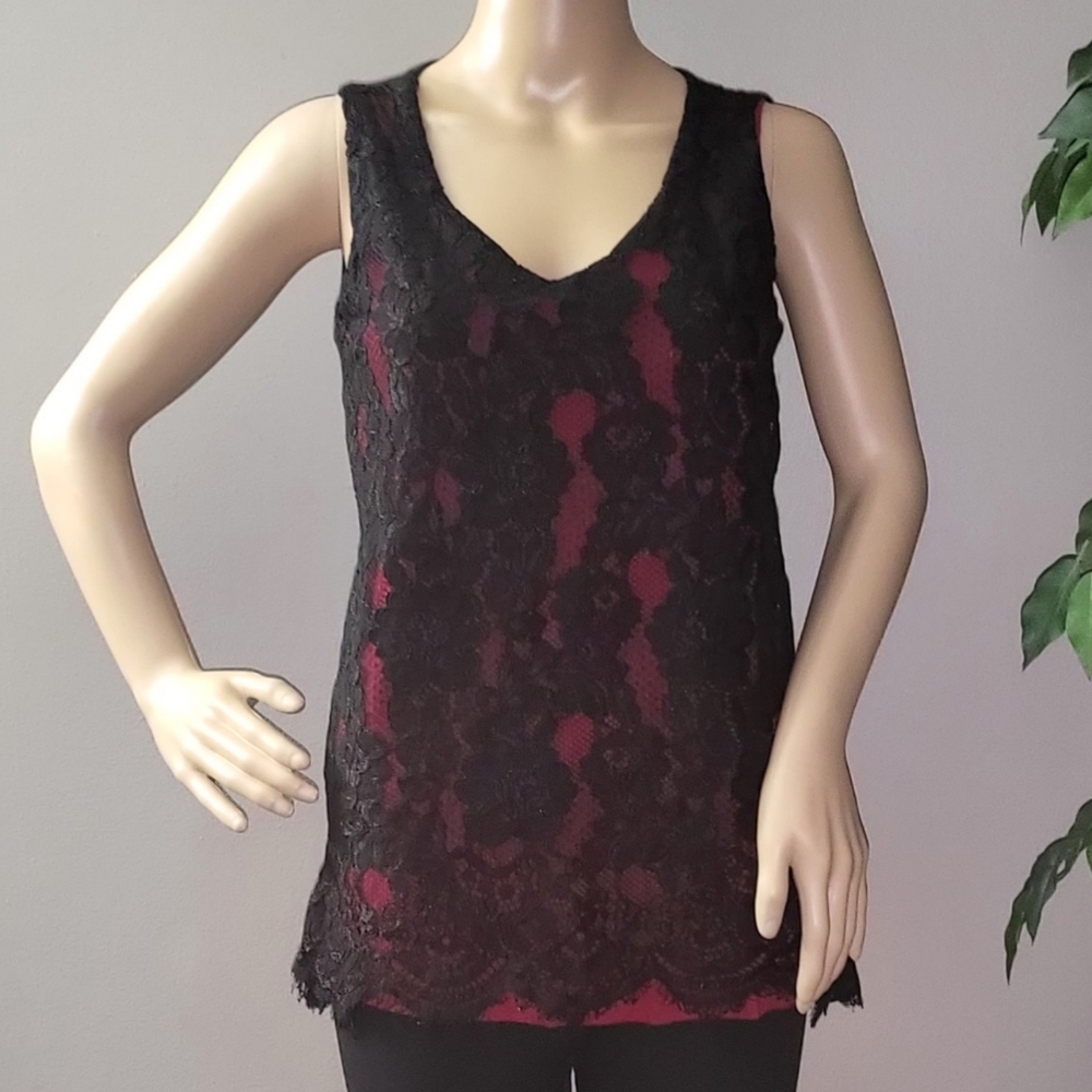 XS | Sloane & Sadie | Lace Front Lined Tank Top